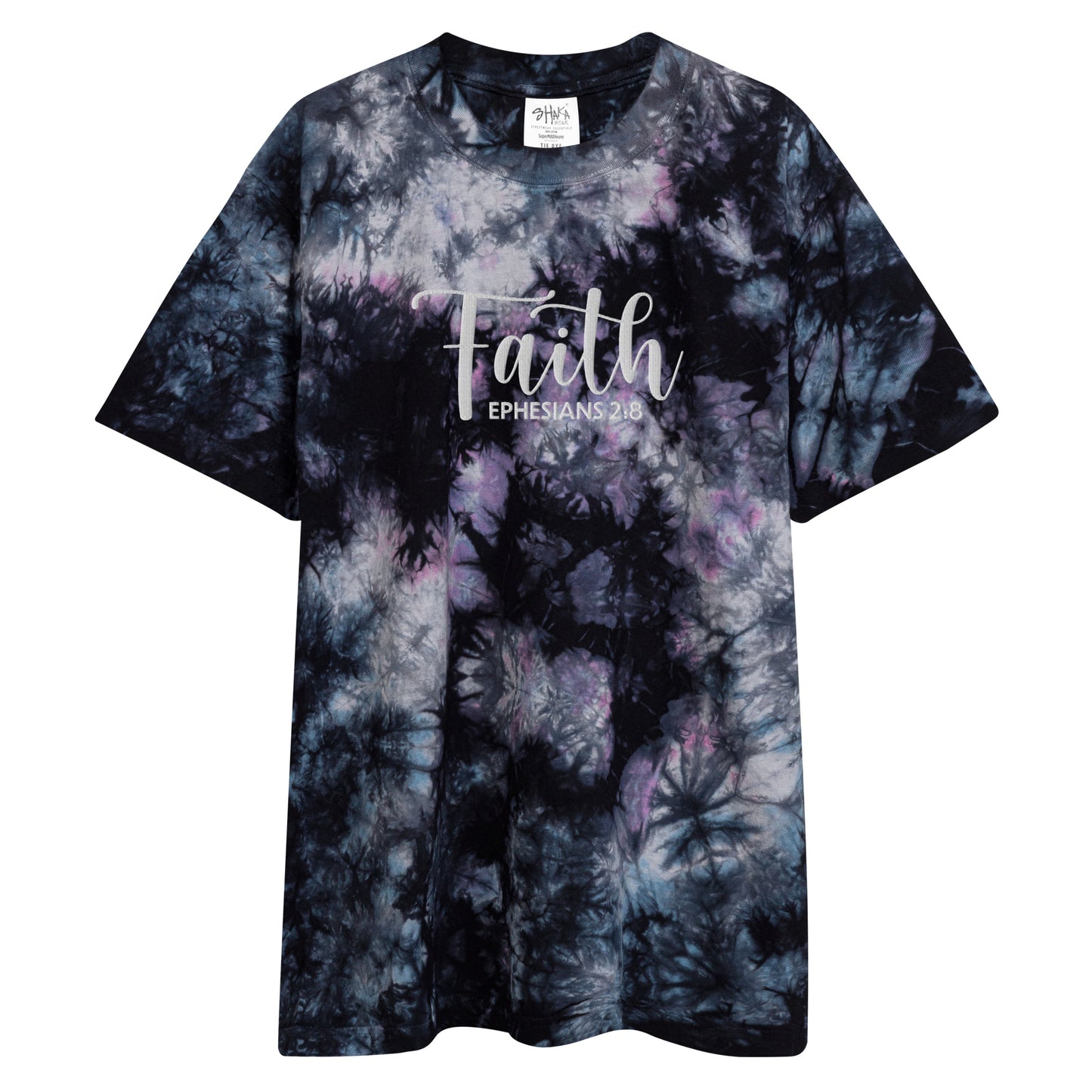 Oversized Embroidered Faith Tie-Dye T-Shirt (Unisex) - Humble & Faithful Co.