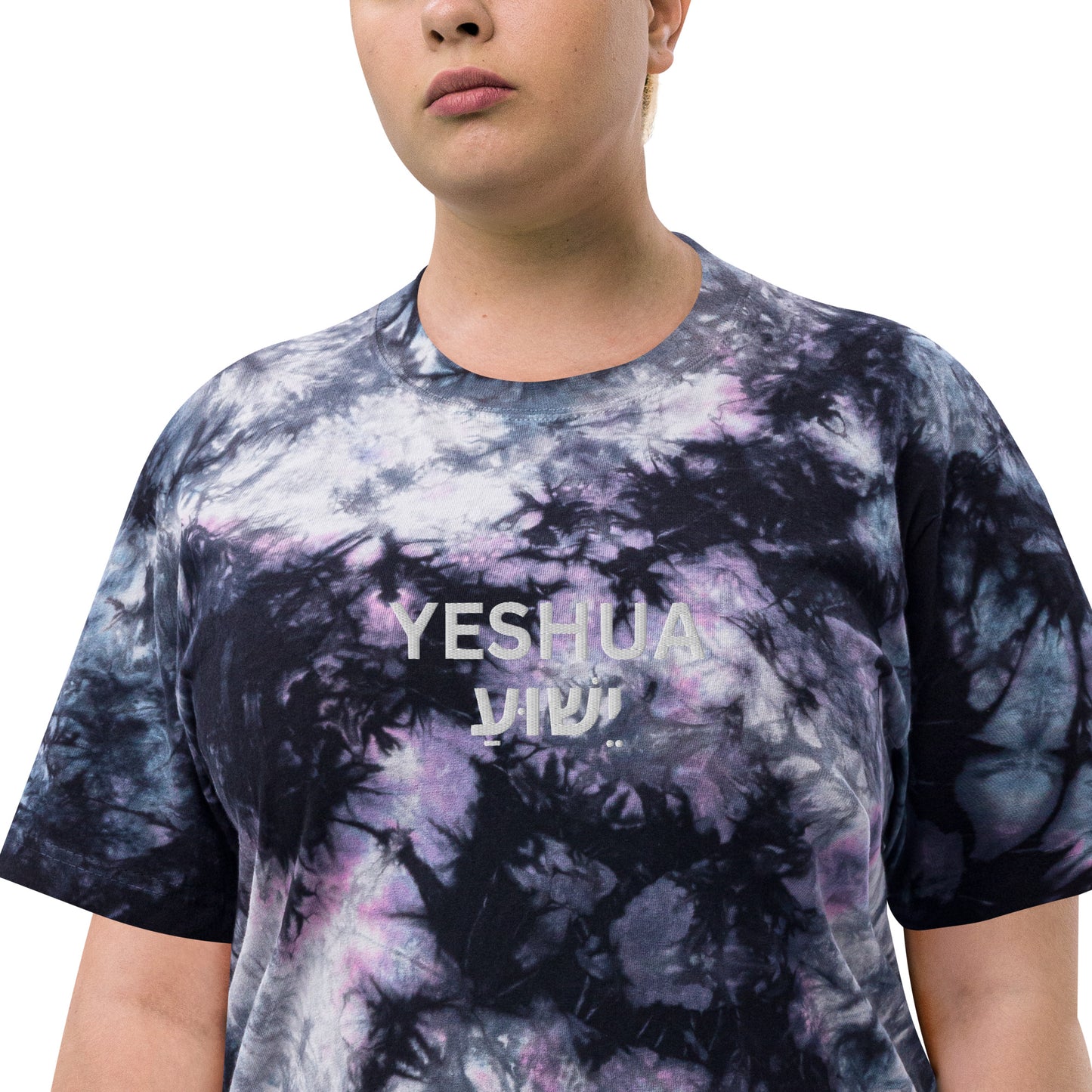 Oversized Embroidered "Yeshua" Tie-Dye T-Shirt (Unisex) - Humble & Faithful Co.