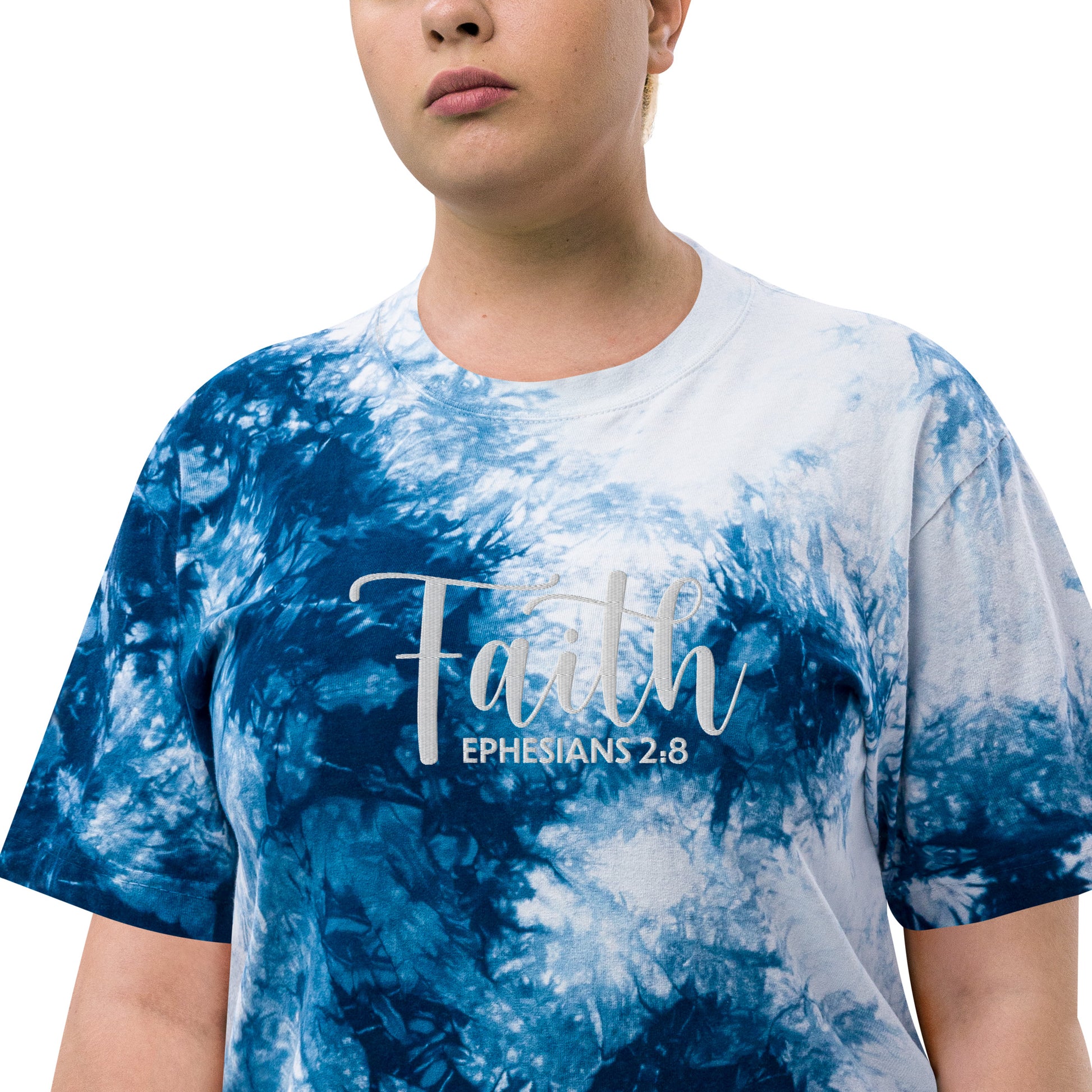 Oversized Embroidered Faith Tie-Dye T-Shirt (Unisex) - Humble & Faithful Co.