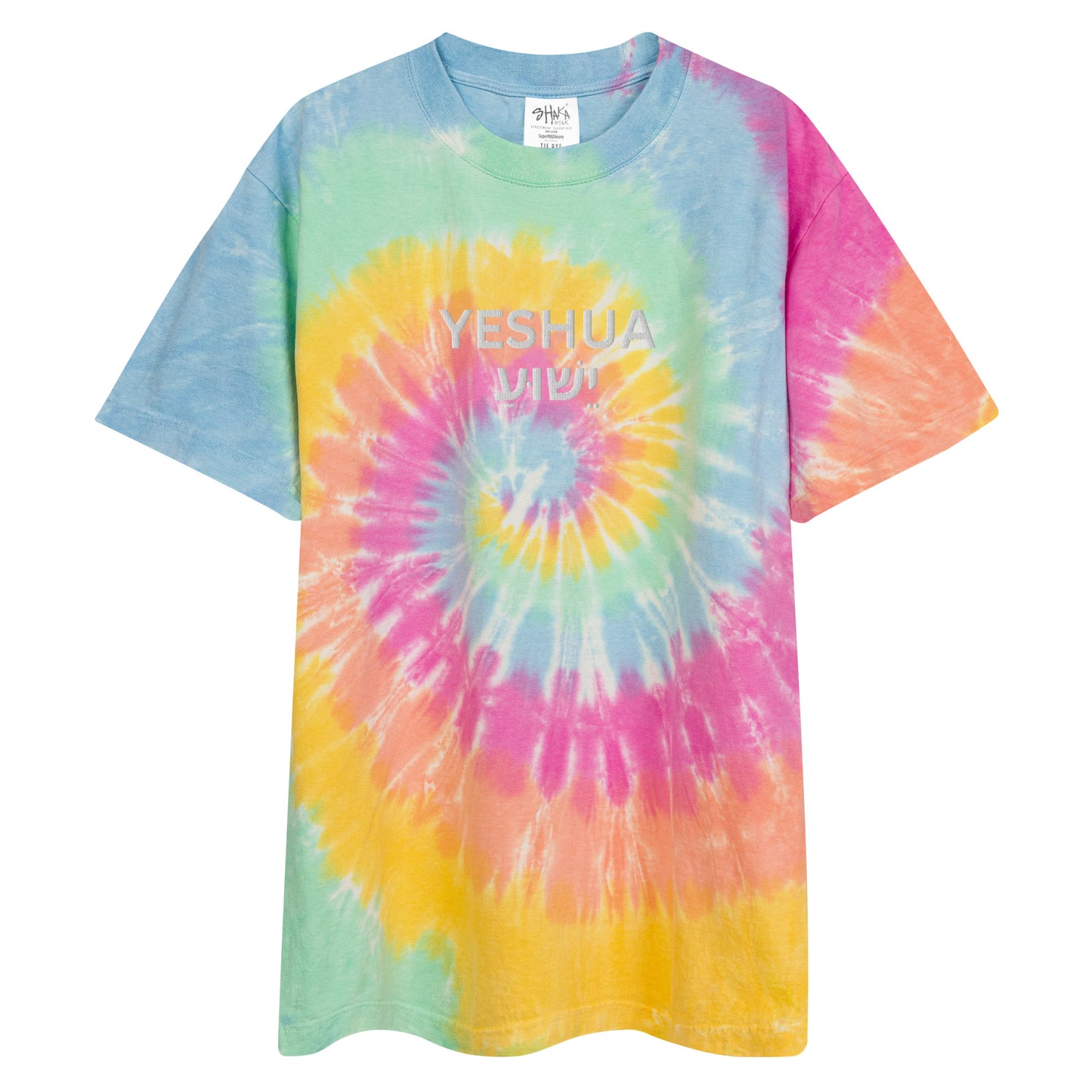 Oversized Embroidered "Yeshua" Tie-Dye T-Shirt (Unisex) - Humble & Faithful Co.