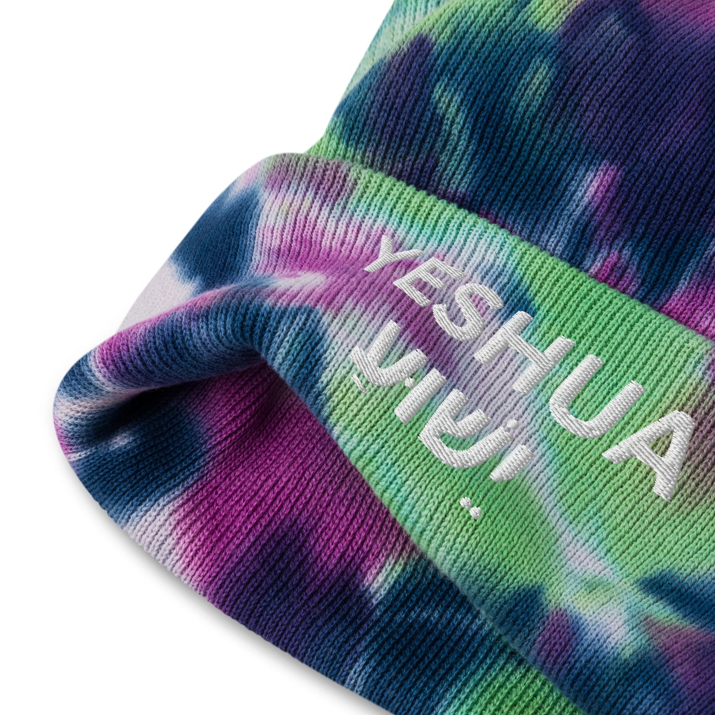 Yeshua Embroidered Tie-Dye Beanie (Unisex) - Humble & Faithful Co.