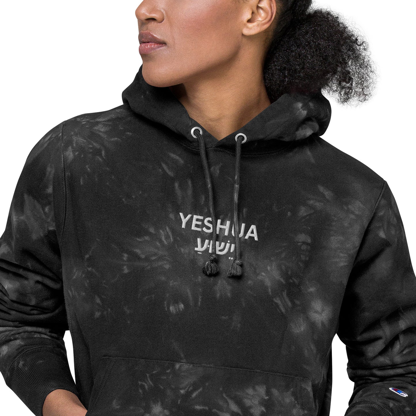 Yeshua Embroidered Champion Tie-Dye Hoodie (Unisex) - Humble & Faithful Co.