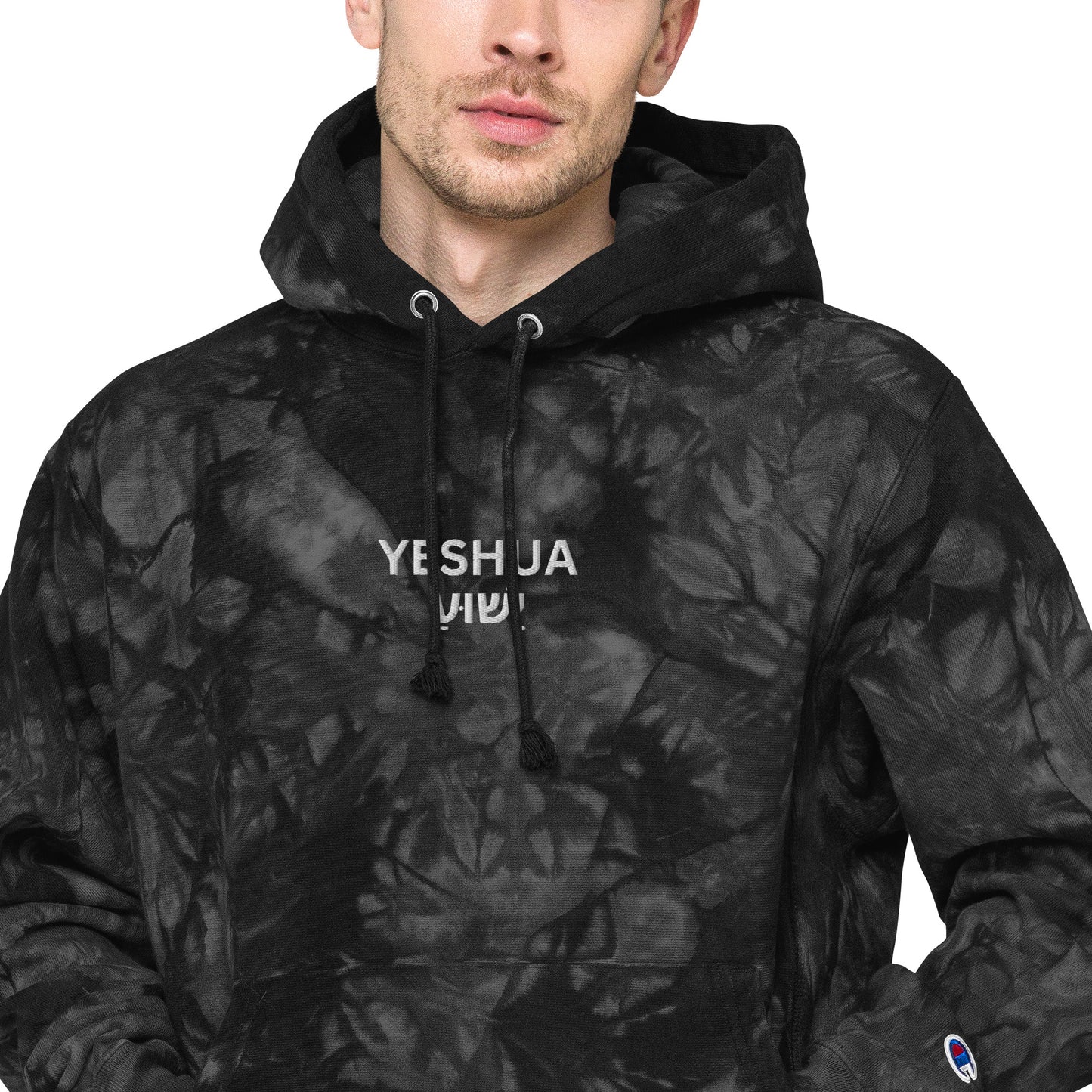Yeshua Embroidered Champion Tie-Dye Hoodie (Unisex) - Humble & Faithful Co.