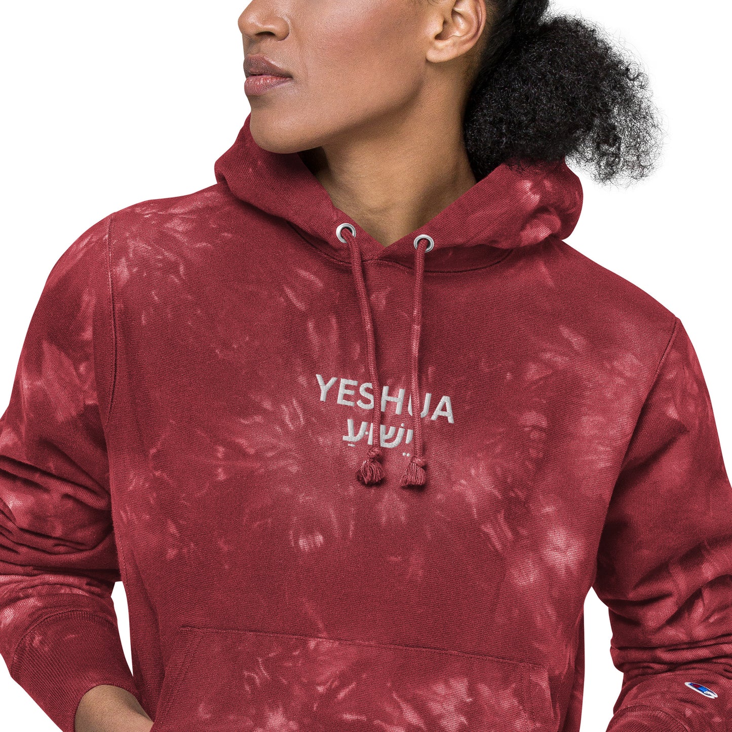 Yeshua Embroidered Champion Tie-Dye Hoodie (Unisex) - Humble & Faithful Co.