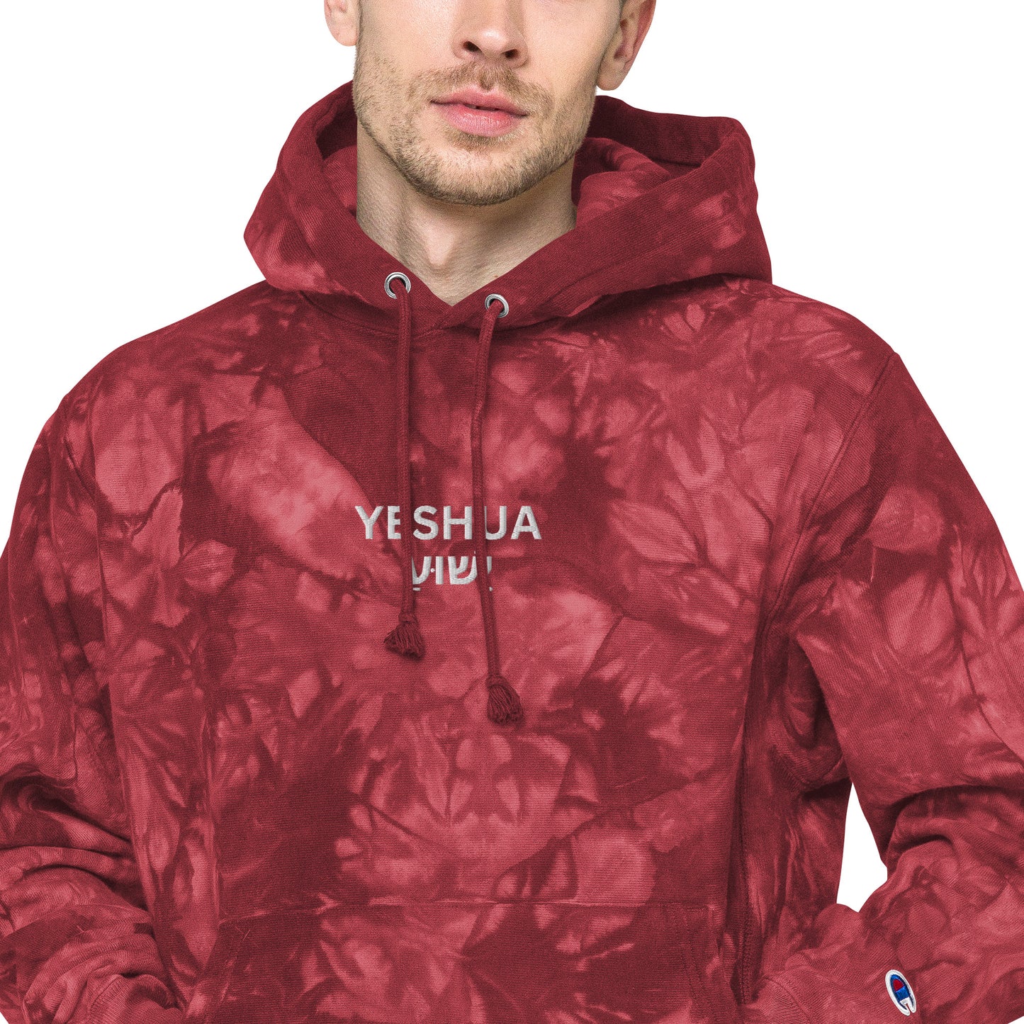 Yeshua Embroidered Champion Tie-Dye Hoodie (Unisex) - Humble & Faithful Co.