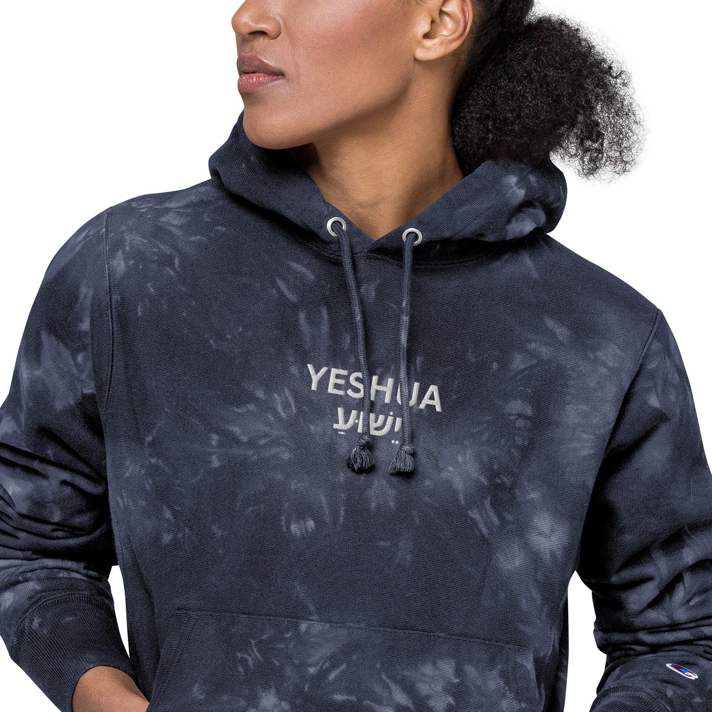 Yeshua Embroidered Champion Tie-Dye Hoodie (Unisex) - Humble & Faithful Co.