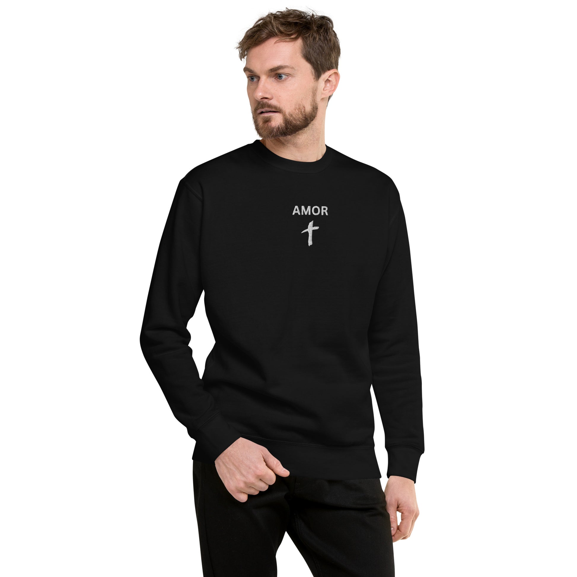 Men's Premium Embroidered "Amor" Sweatshirt - Humble & Faithful Co.
