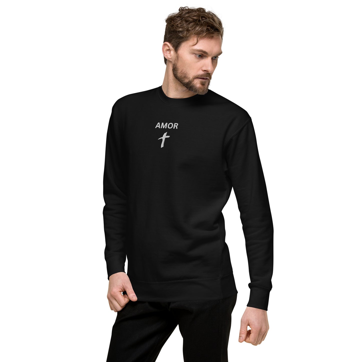 Men's Premium Embroidered "Amor" Sweatshirt - Humble & Faithful Co.