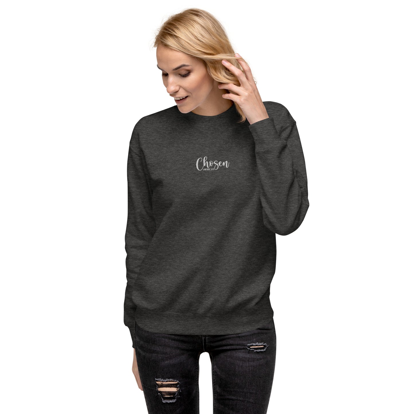 Women's Chosen Premium Embroidered Sweatshirt - Humble & Faithful Co.