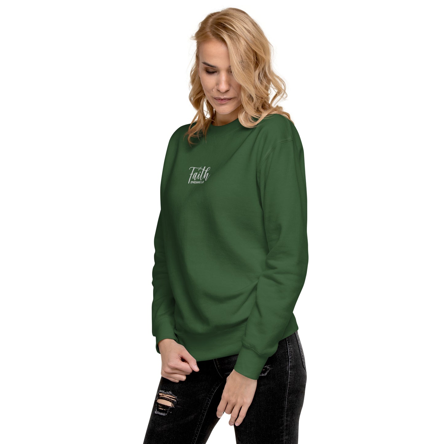 Women's Faith Premium Embroidered Sweatshirt - Humble & Faithful Co.