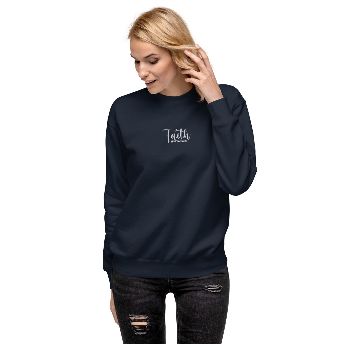 Women's Faith Premium Embroidered Sweatshirt - Humble & Faithful Co.