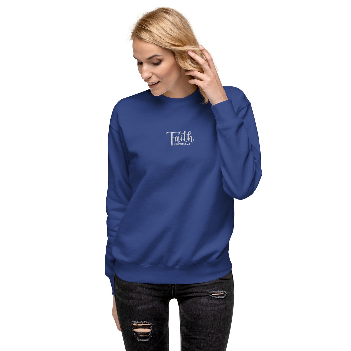 Women's Faith Premium Embroidered Sweatshirt - Humble & Faithful Co.