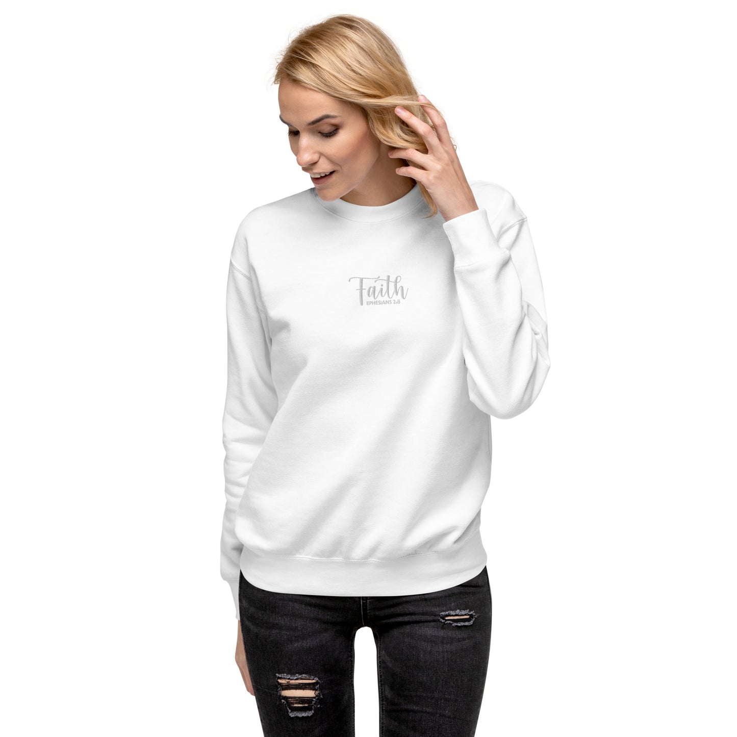 Women's Faith Premium Embroidered Sweatshirt - Humble & Faithful Co.