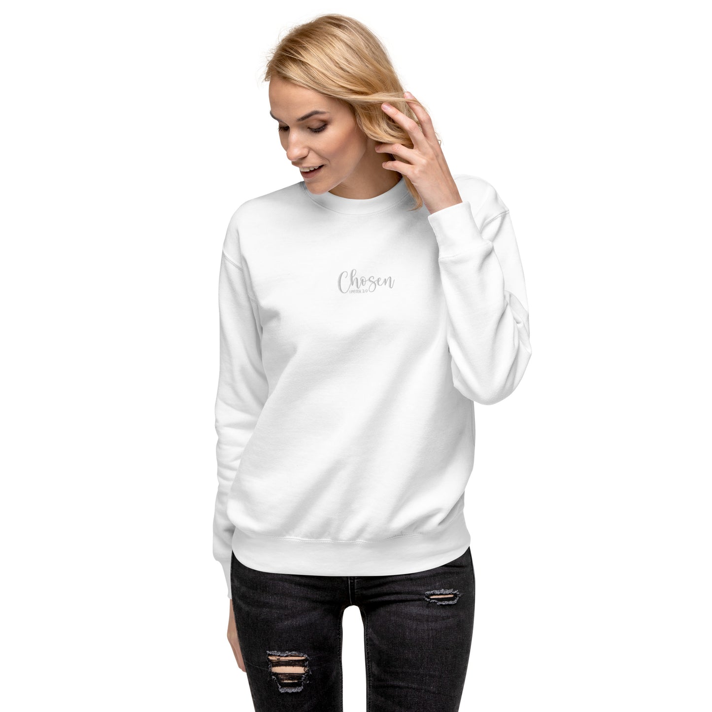 Women's Chosen Premium Embroidered Sweatshirt - Humble & Faithful Co.