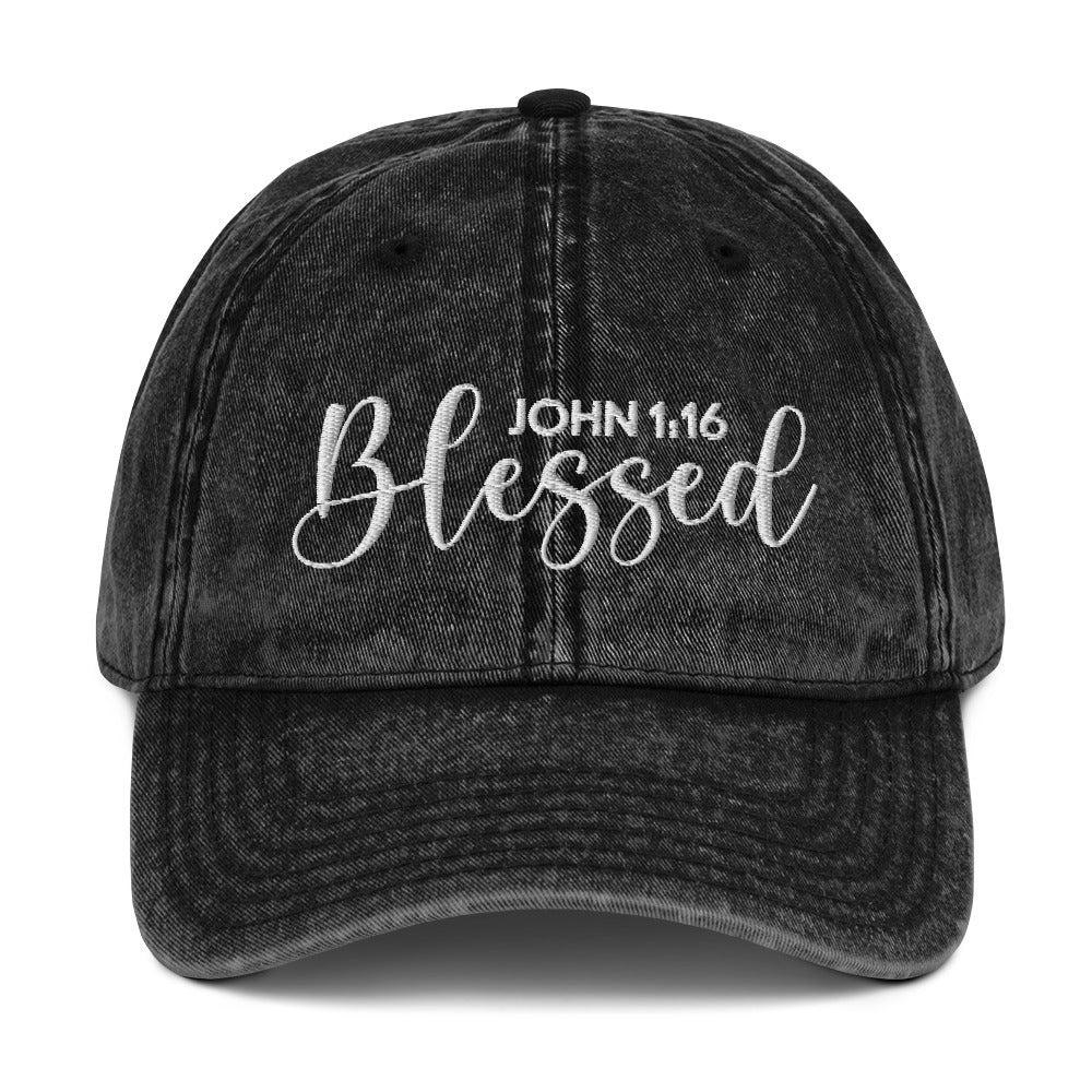 Blessed Vintage Cotton Twill Embroidered Cap - Humble & Faithful Co.