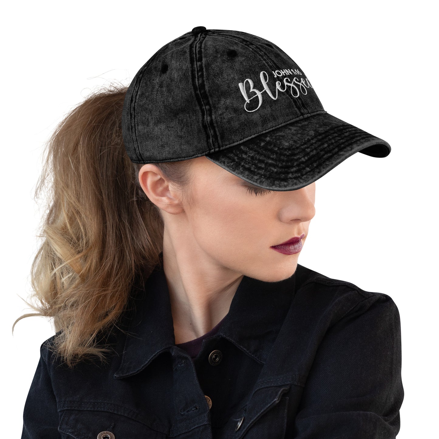 Blessed Vintage Cotton Twill Embroidered Cap - Humble & Faithful Co.