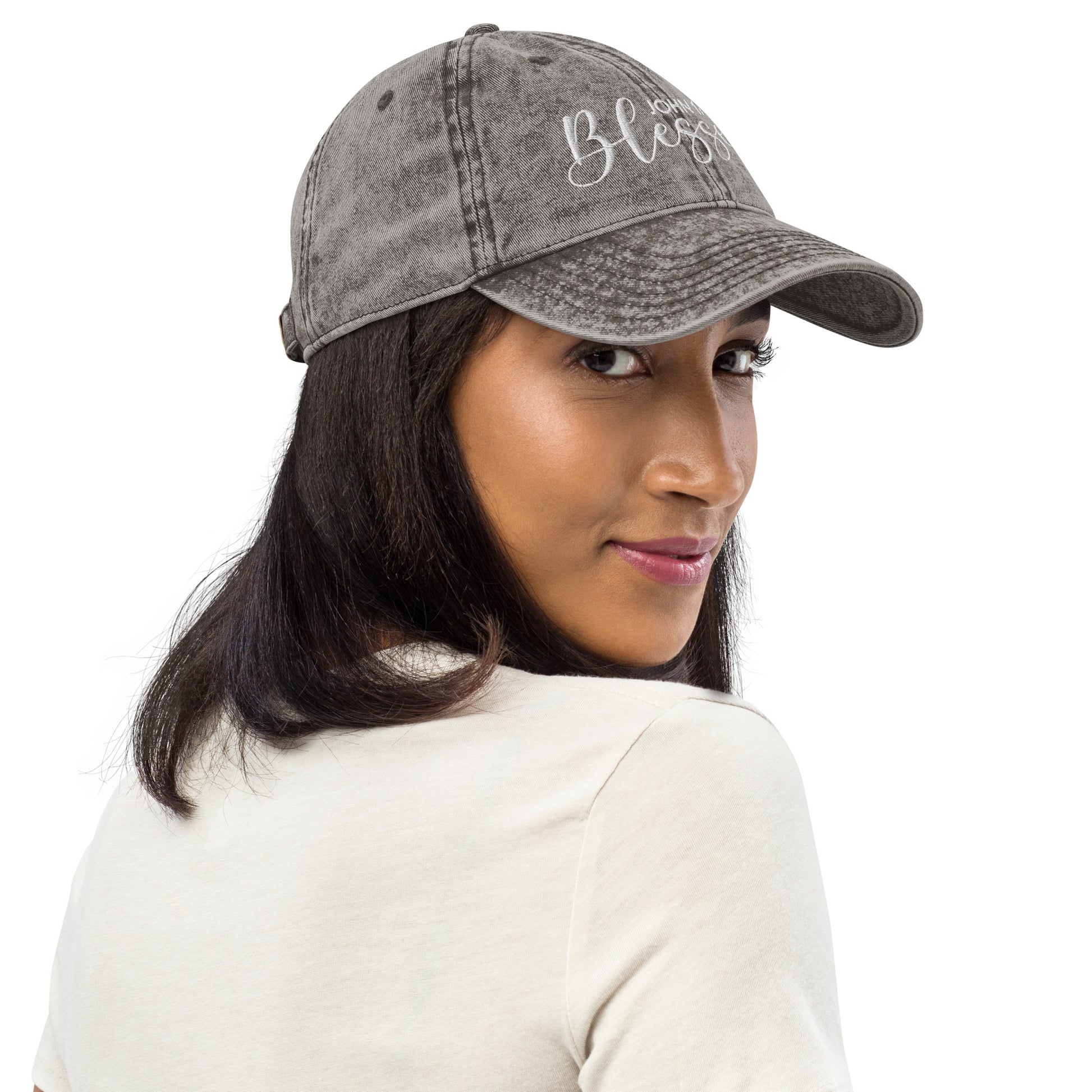 Blessed Vintage Cotton Twill Embroidered Cap - Humble & Faithful Co.