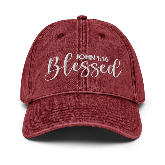 Blessed Vintage Cotton Twill Embroidered Cap - Humble & Faithful Co.