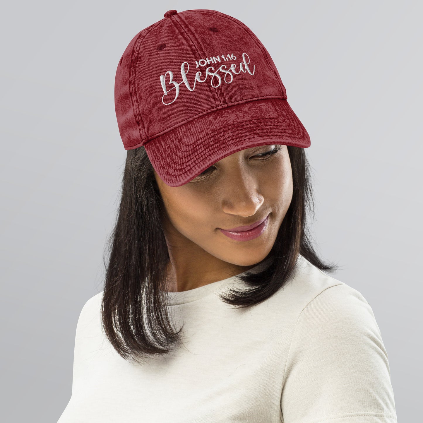 Blessed Vintage Cotton Twill Embroidered Cap - Humble & Faithful Co.