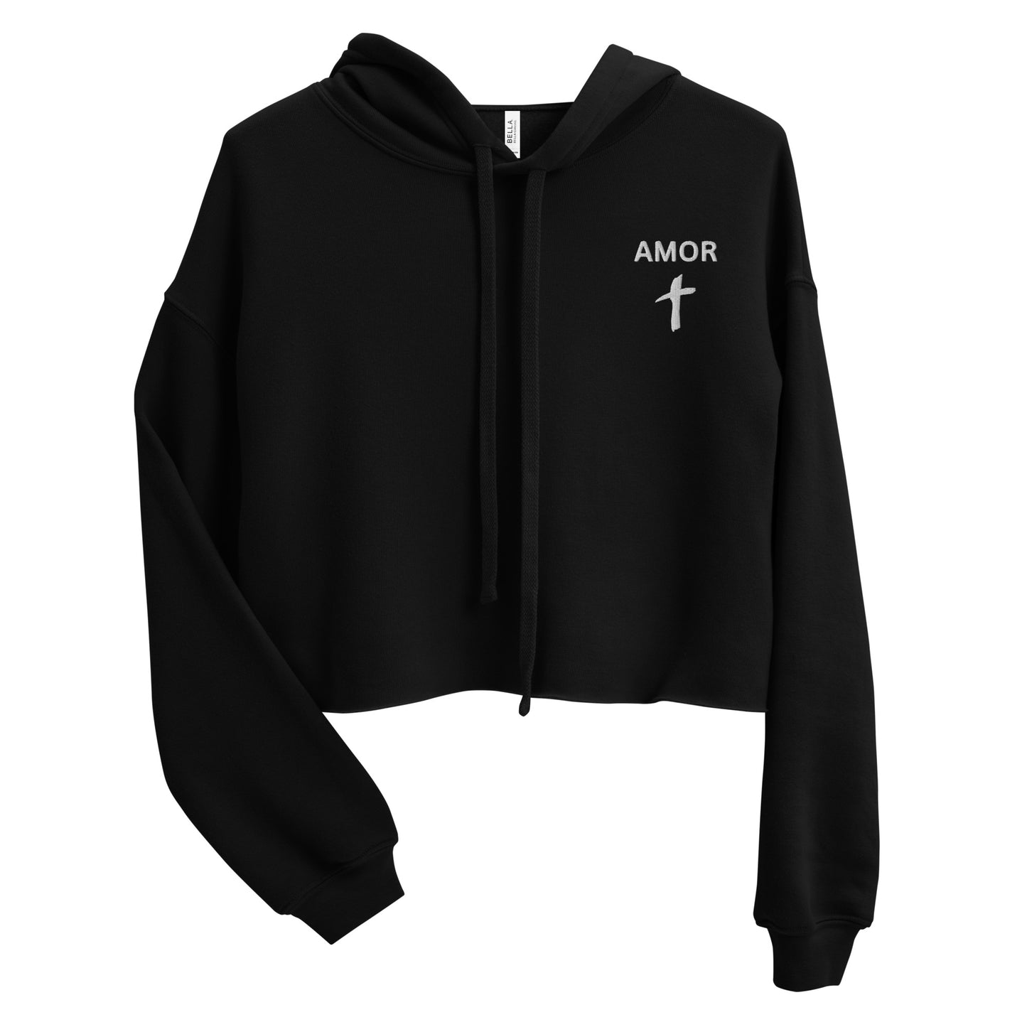 Embroidered Women's "Amor" Crop Fleece Hoodie - Humble & Faithful Co.