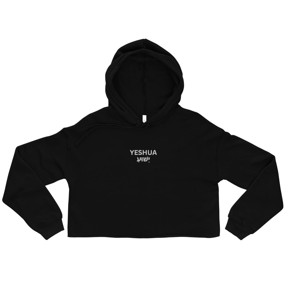 Yeshua Embroidered Cropped Fleece Hoodie - Humble & Faithful Co.