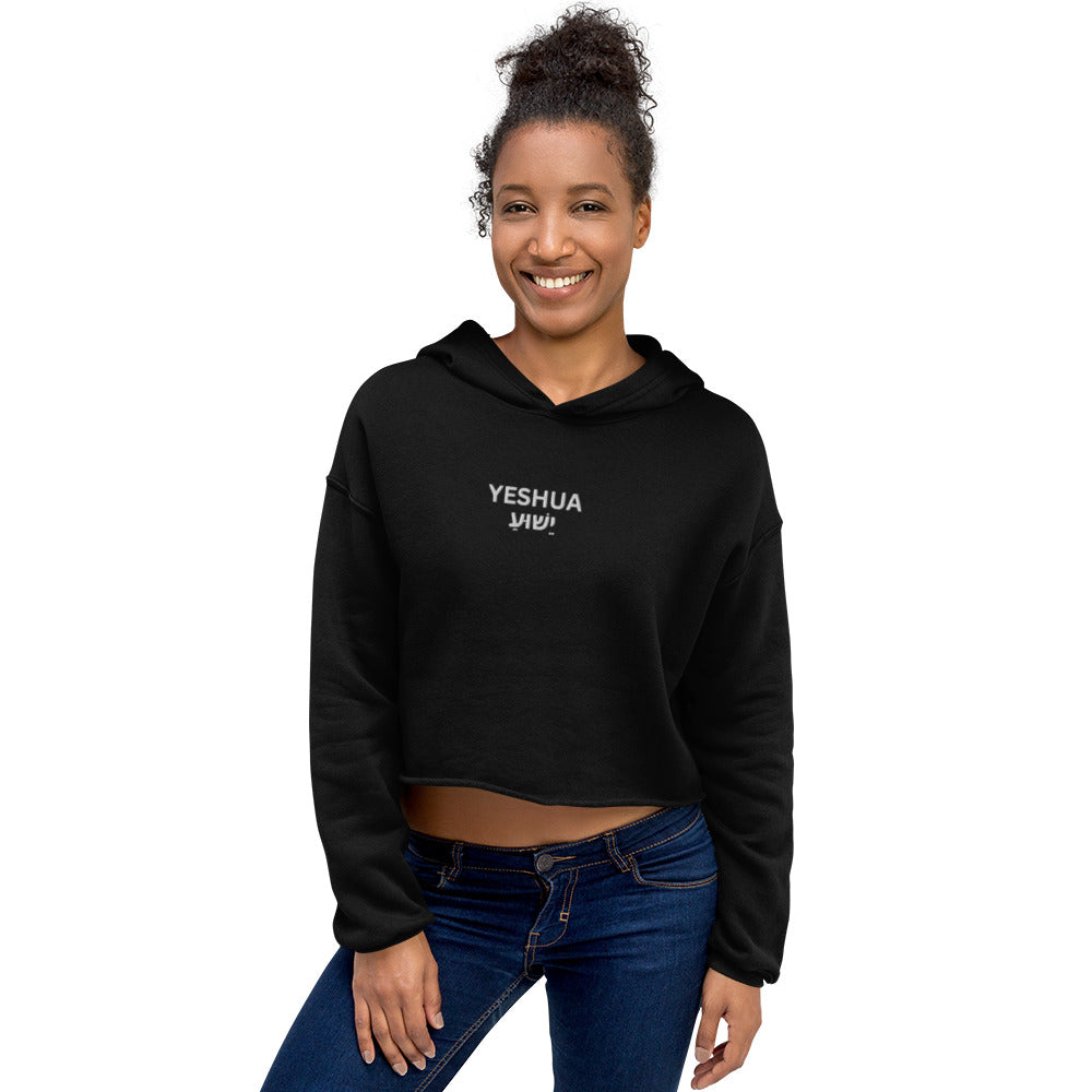 Yeshua Embroidered Cropped Fleece Hoodie - Humble & Faithful Co.