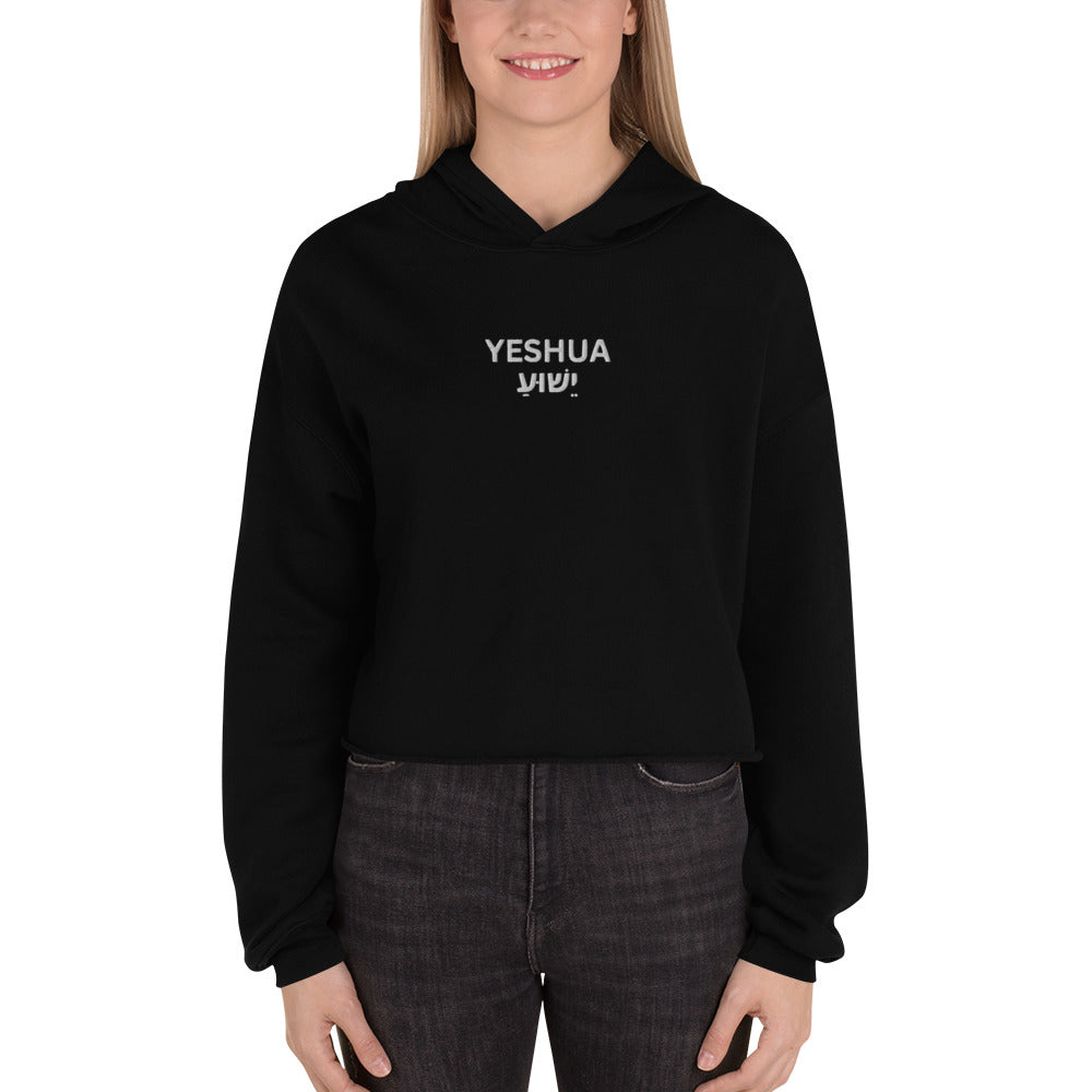 Yeshua Embroidered Cropped Fleece Hoodie - Humble & Faithful Co.