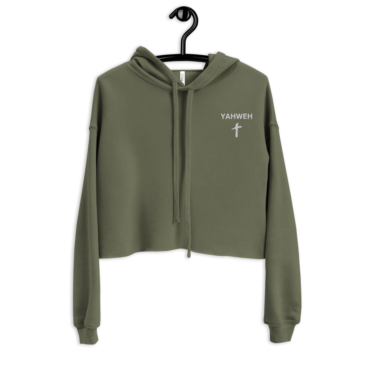 Yahweh Embroidered Crop Fleece Hoodie - Humble & Faithful Co.