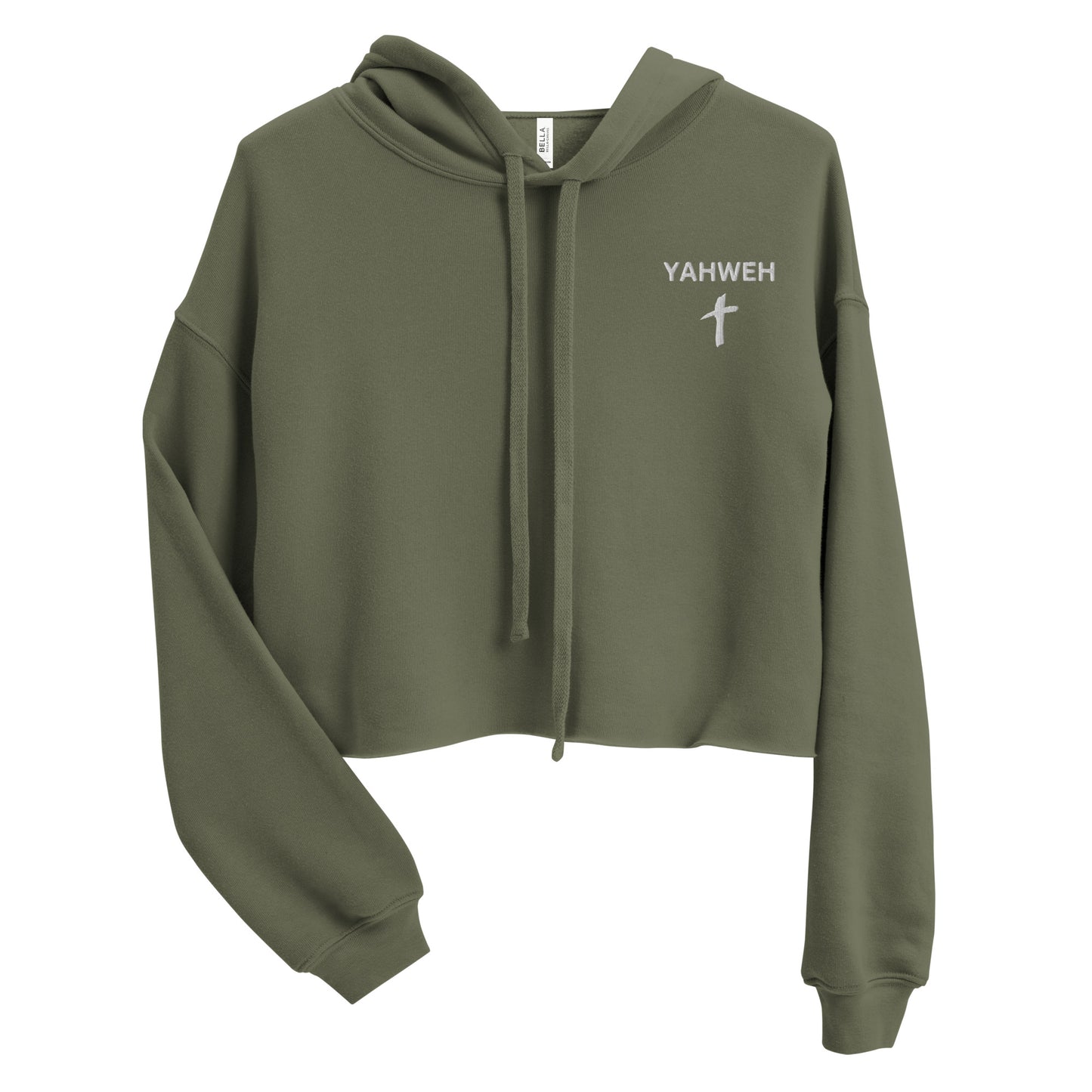 Yahweh Embroidered Crop Fleece Hoodie - Humble & Faithful Co.