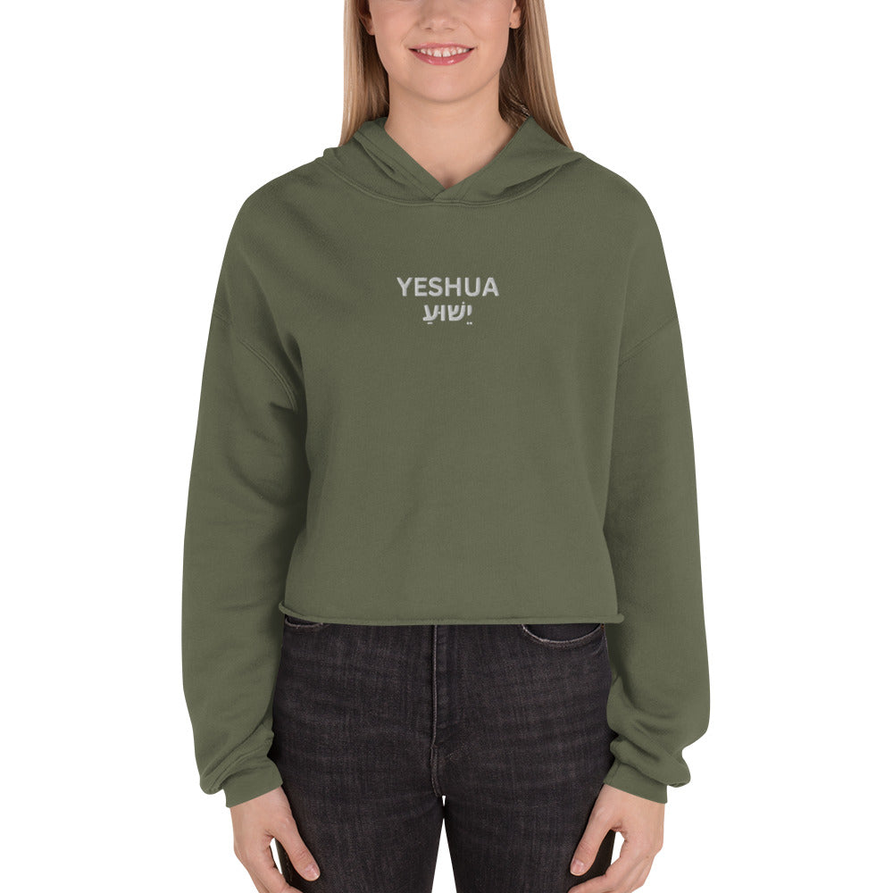Yeshua Embroidered Cropped Fleece Hoodie - Humble & Faithful Co.