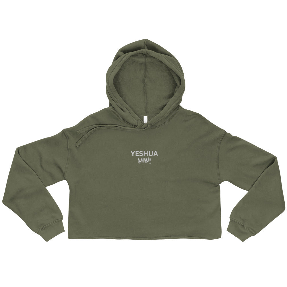 Yeshua Embroidered Cropped Fleece Hoodie - Humble & Faithful Co.