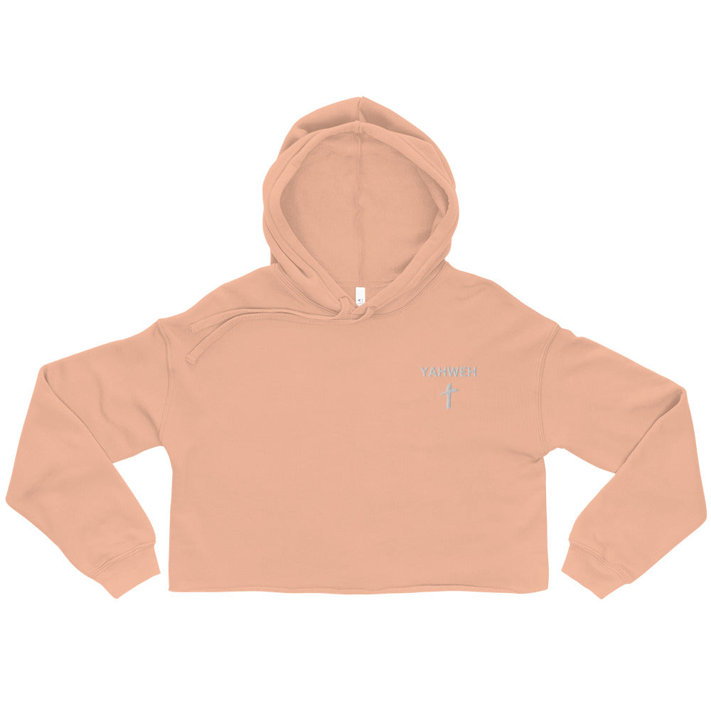 Yahweh Embroidered Crop Fleece Hoodie - Humble & Faithful Co.
