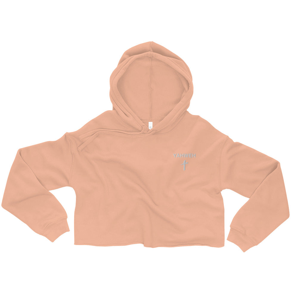 Yahweh Embroidered Crop Fleece Hoodie - Humble & Faithful Co.