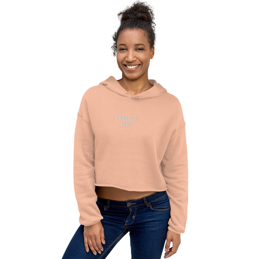 Yeshua Embroidered Cropped Fleece Hoodie - Humble & Faithful Co.