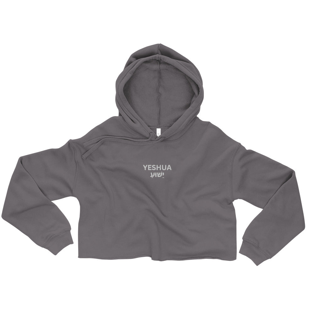 Yeshua Embroidered Cropped Fleece Hoodie - Humble & Faithful Co.