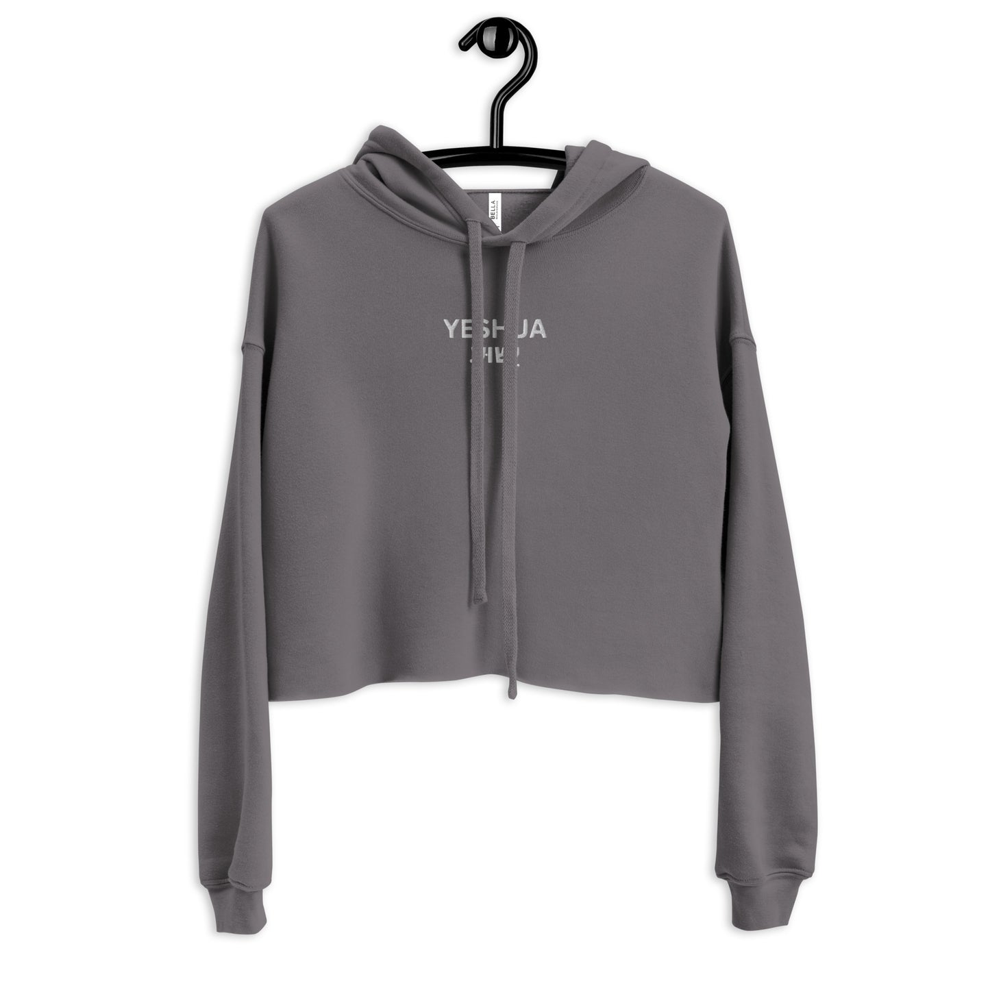 Yeshua Embroidered Cropped Fleece Hoodie - Humble & Faithful Co.