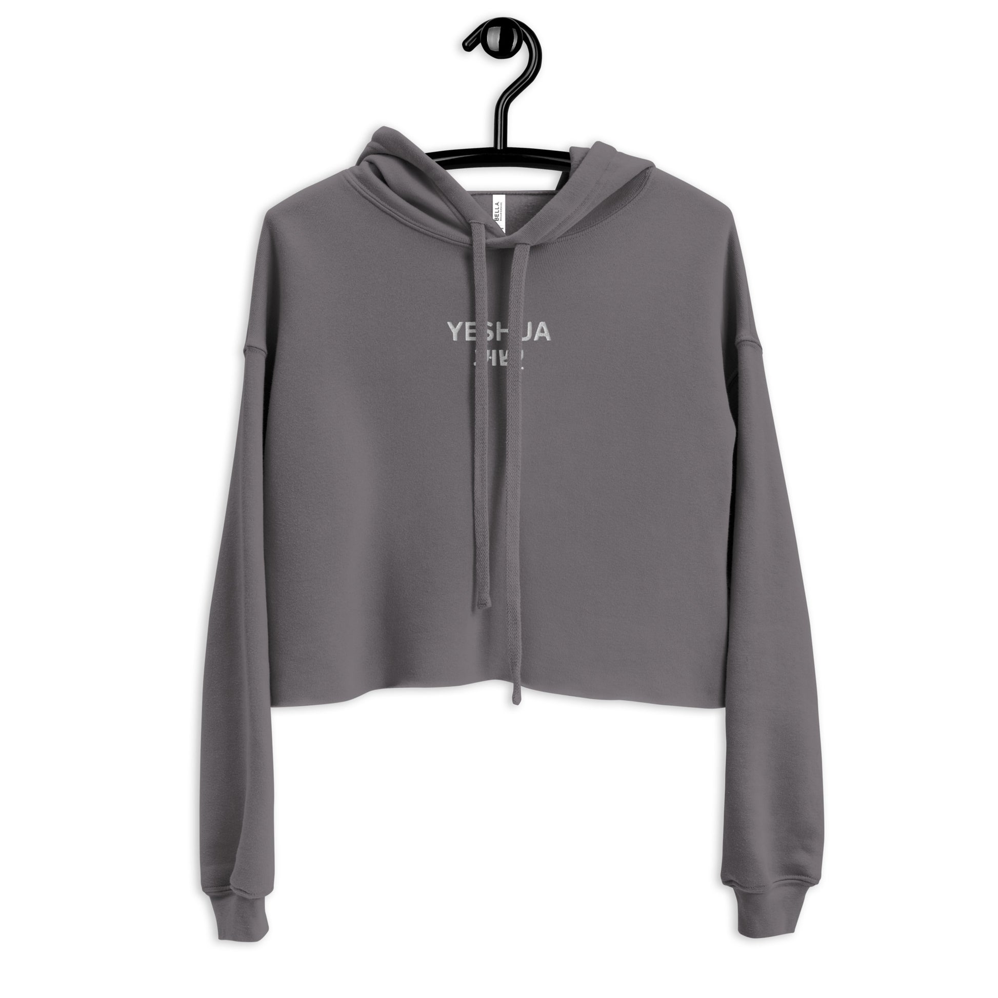 Yeshua Embroidered Cropped Fleece Hoodie - Humble & Faithful Co.