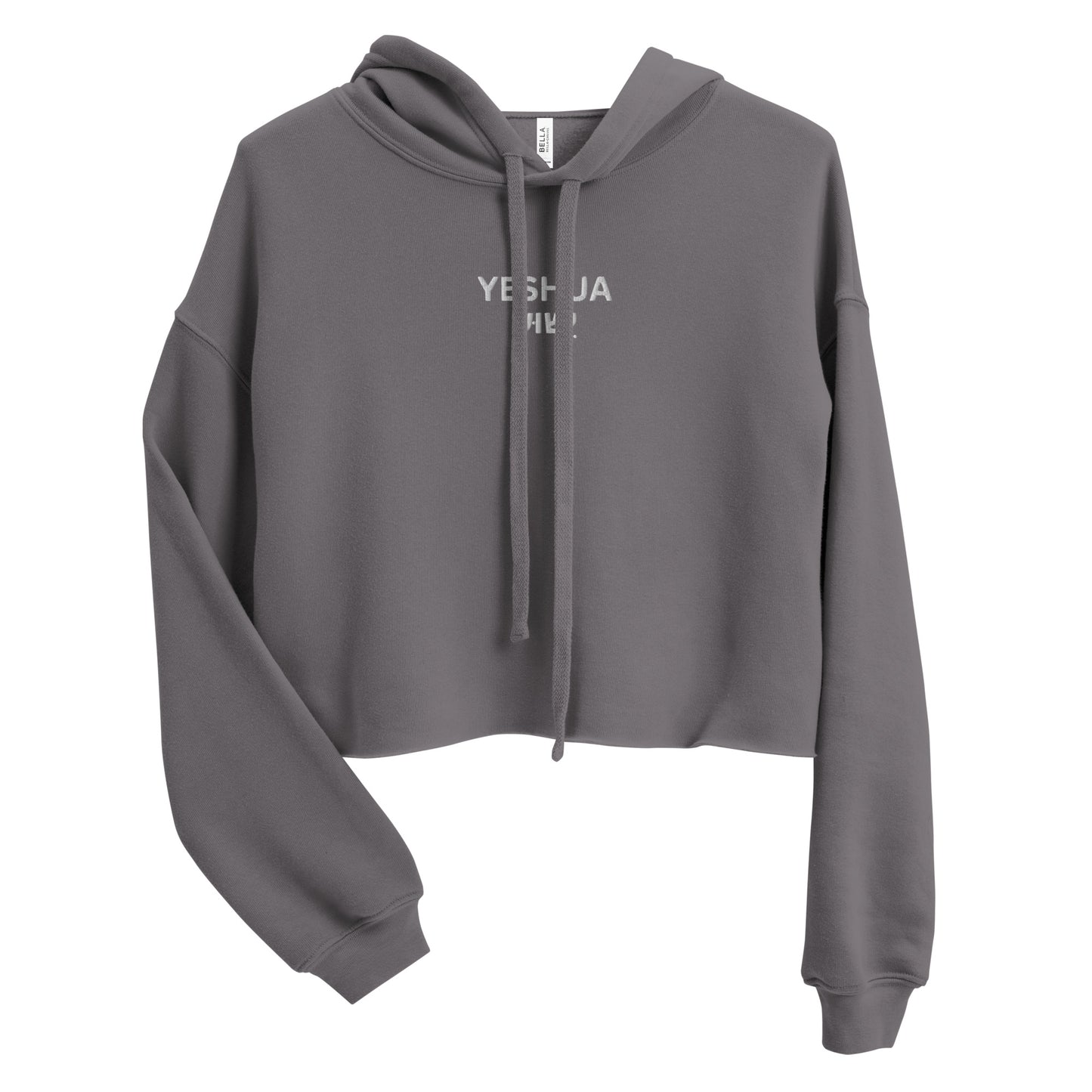 Yeshua Embroidered Cropped Fleece Hoodie - Humble & Faithful Co.