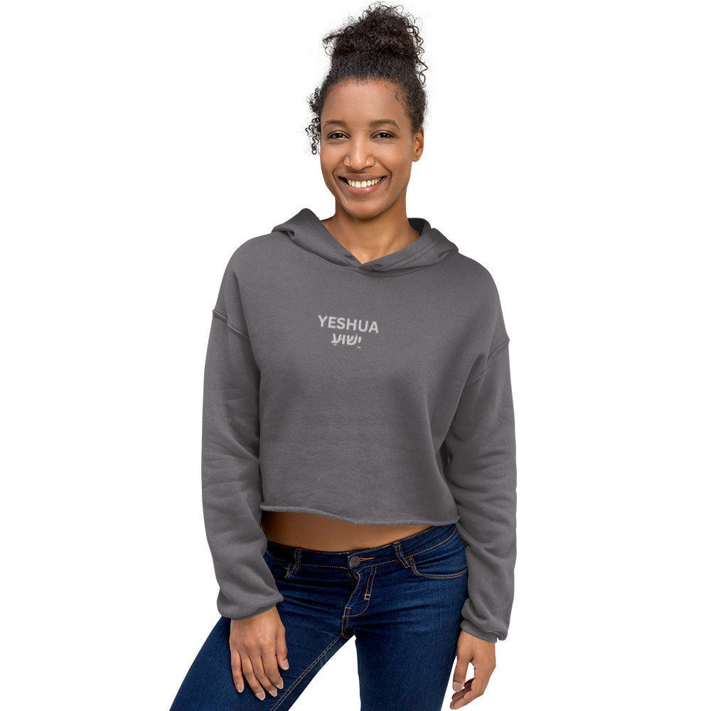 Yeshua Embroidered Cropped Fleece Hoodie - Humble & Faithful Co.