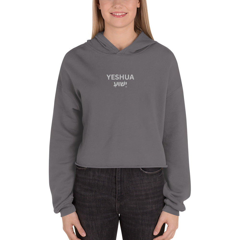 Yeshua Embroidered Cropped Fleece Hoodie - Humble & Faithful Co.