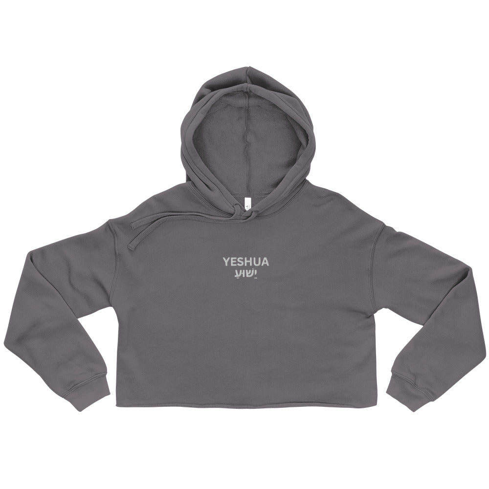 Yeshua Embroidered Cropped Fleece Hoodie - Humble & Faithful Co.