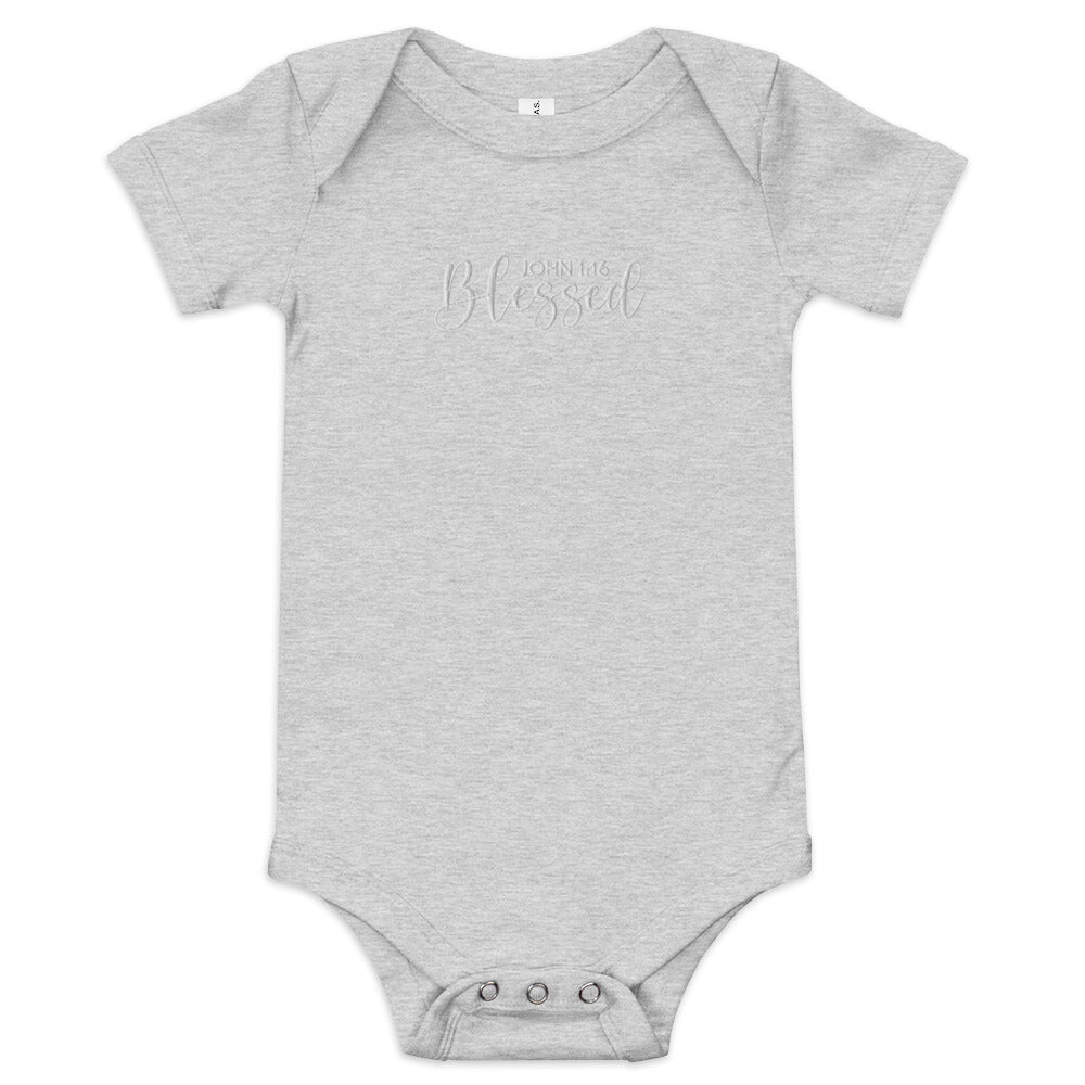 Blessed Baby Embroidered Short Sleeve One Piece (Unisex) - Humble & Faithful Co.