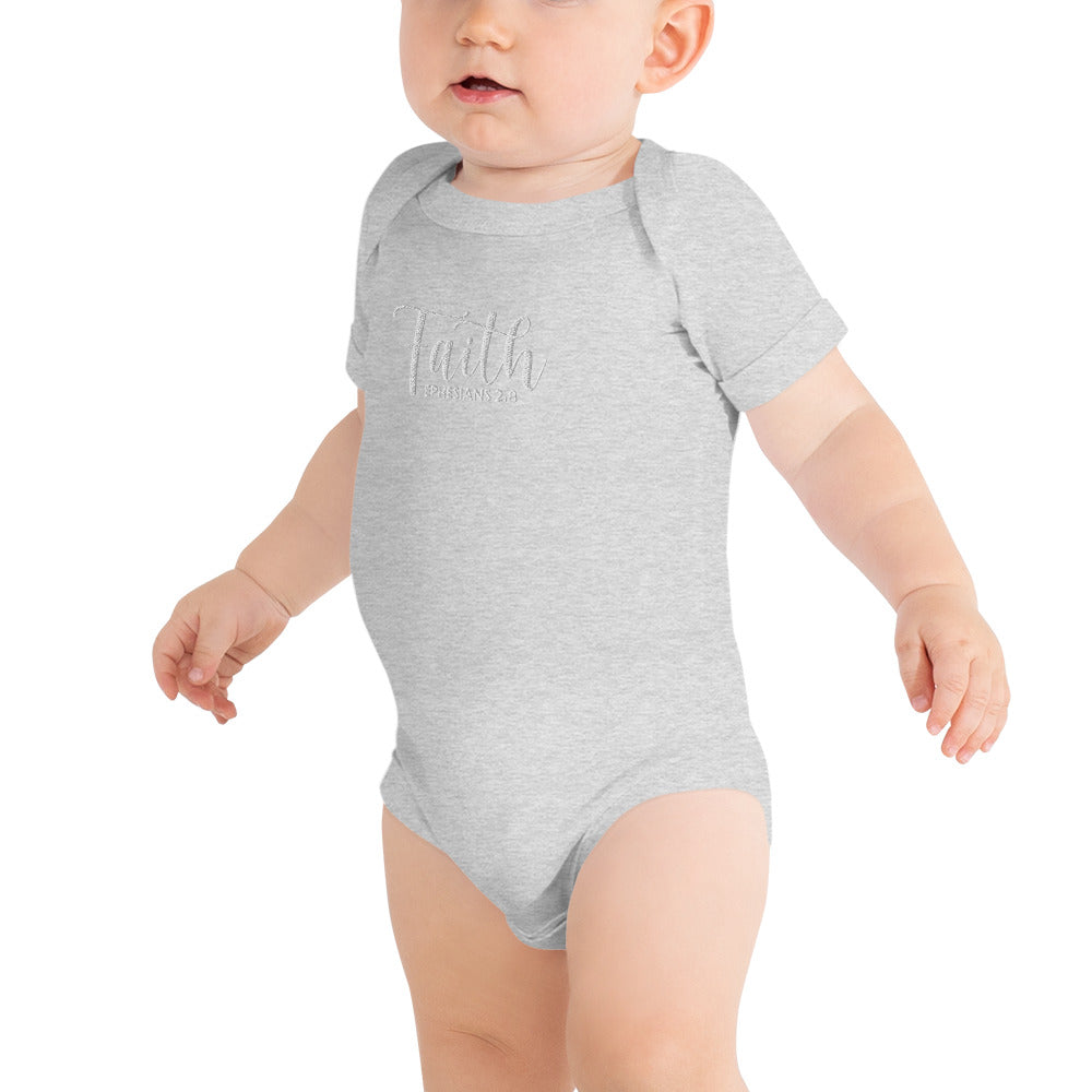 Faith Baby Embroidered Short Sleeve One Piece (Unisex) - Humble & Faithful Co.