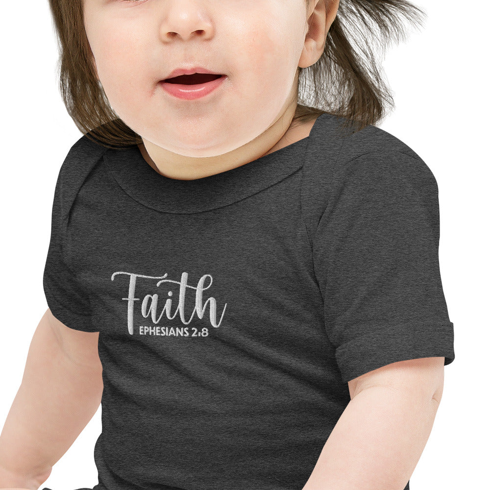 Faith Baby Embroidered Short Sleeve One Piece (Unisex) - Humble & Faithful Co.