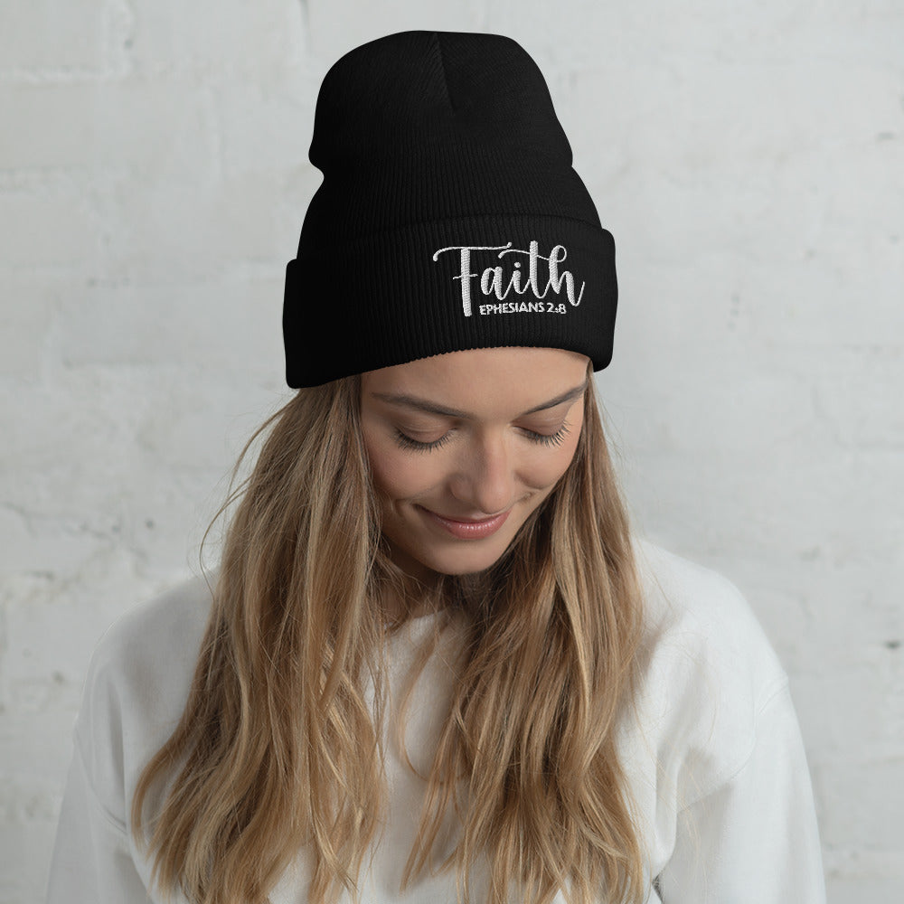 Faith Embroidered Cuffed Beanie (Unisex) - Humble & Faithful Co.