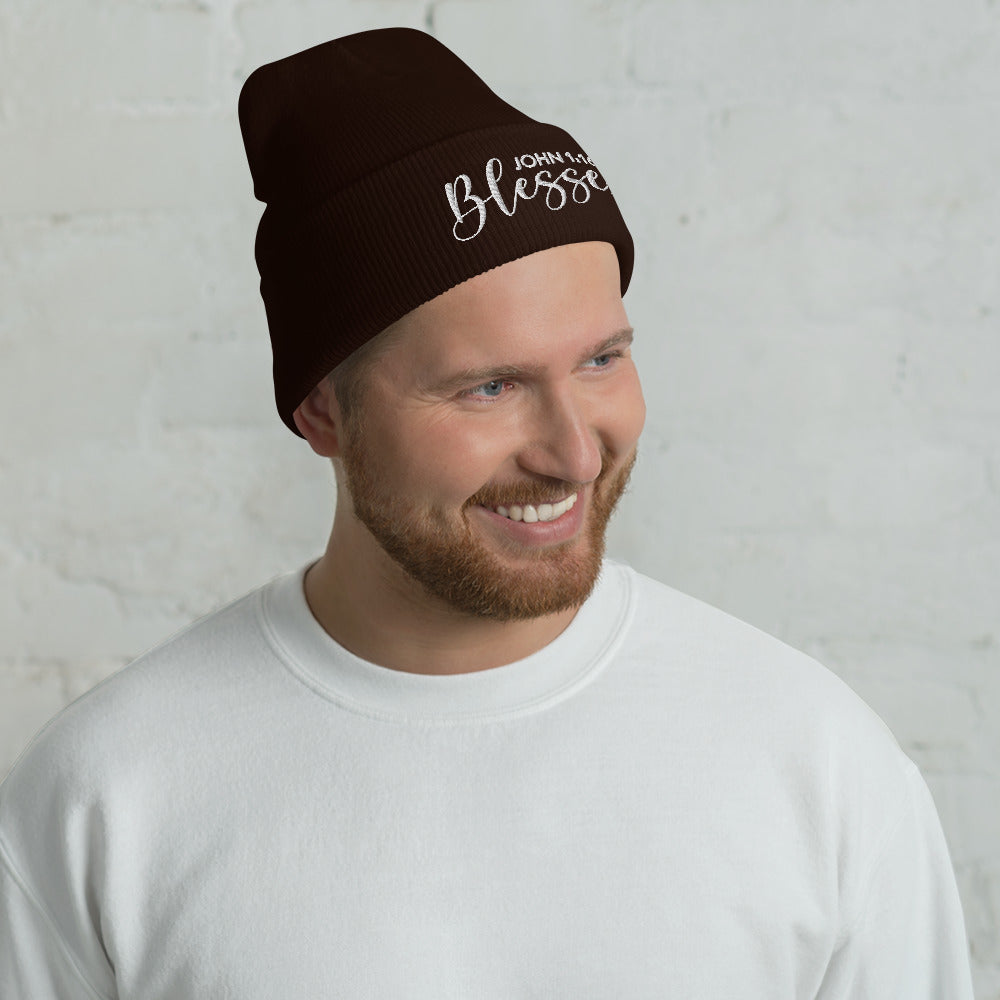 Blessed Embroidered Cuffed Beanie (Unisex) - Humble & Faithful Co.