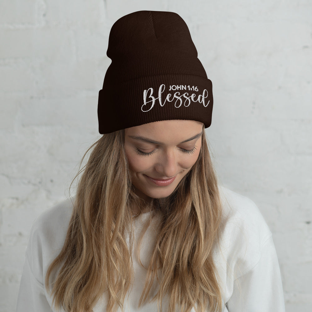 Blessed Embroidered Cuffed Beanie (Unisex) - Humble & Faithful Co.