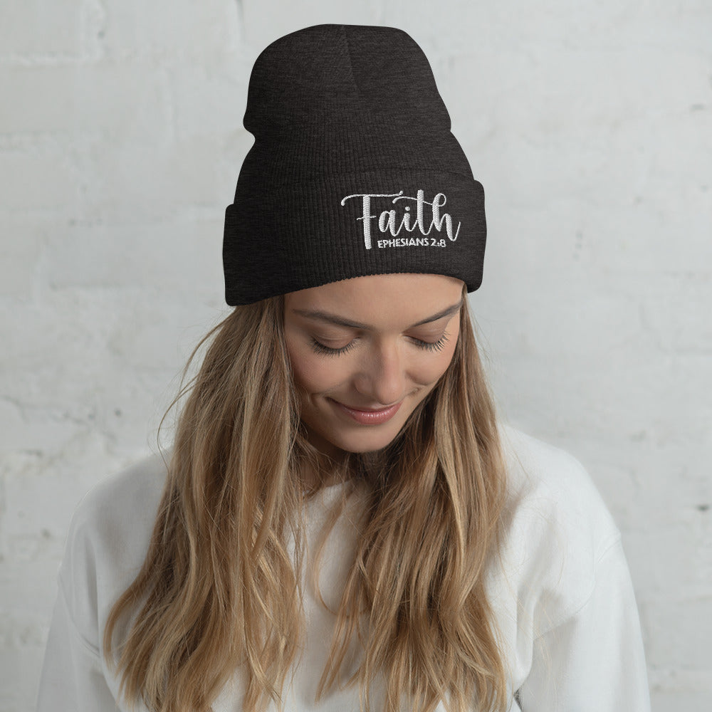 Faith Embroidered Cuffed Beanie (Unisex) - Humble & Faithful Co.