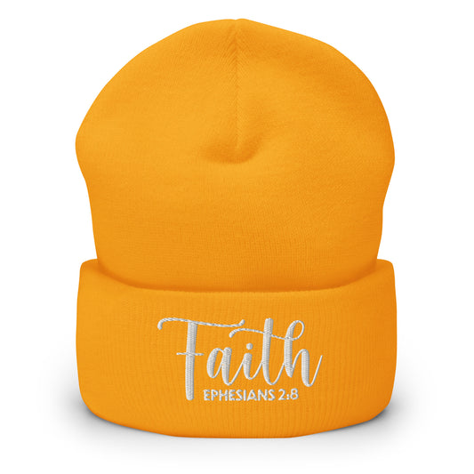 Faith Embroidered Cuffed Beanie (Unisex) - Humble & Faithful Co.