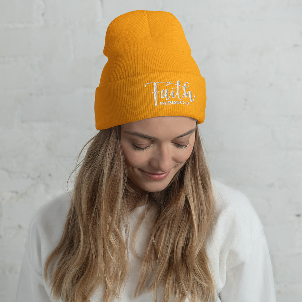 Faith Embroidered Cuffed Beanie (Unisex) - Humble & Faithful Co.